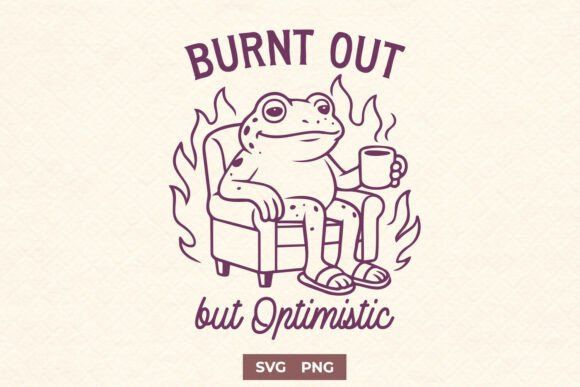 Burnt Out but Optimistic Funny Frog SVG
