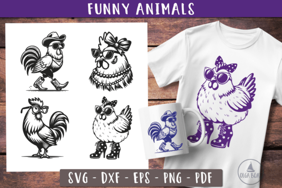 Crazy Chicken Svg Funny Farm Animals