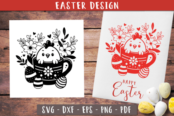 Easter Funny Chicken SVG for Towel Embroidery