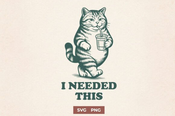 I Needed This SVG – Funny Cat Coffee PNG